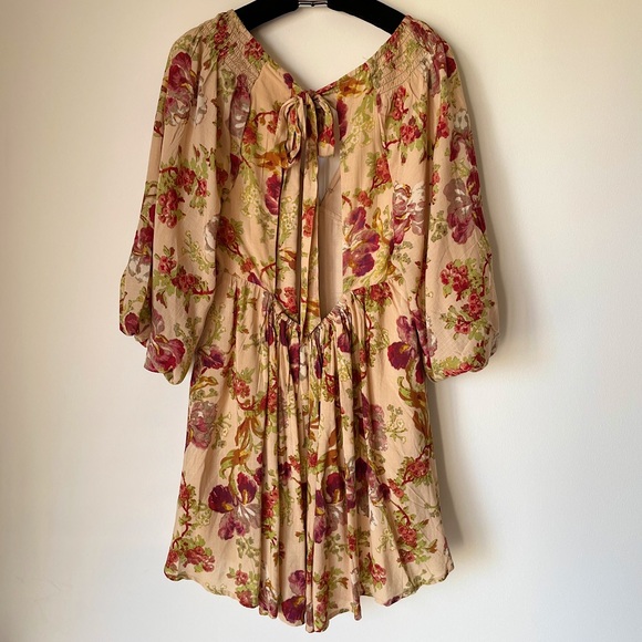 NEW Free People Beck Mini Dress In Warm Tea Combo - Picture 7 of 15